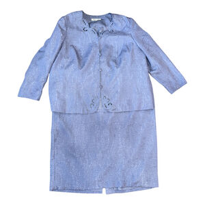 Women's Textured Skirt Suit Set, Light Blue, Size 26W